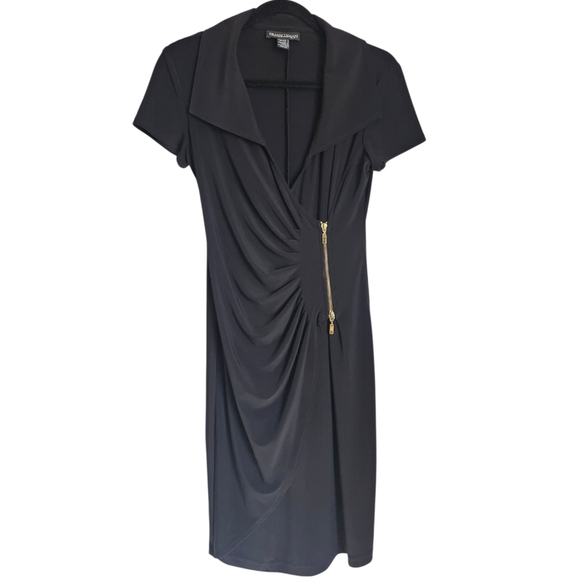 Frank Lyman Black Dress with Gold Zipper Accent - Picture 1 of 4